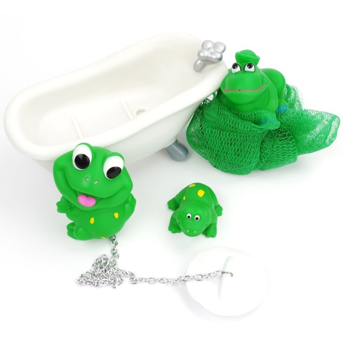 Badaccessoire-Set Badefrösche Set mit Badewanne als Seifenablage & Stöpsel günstig online kaufen