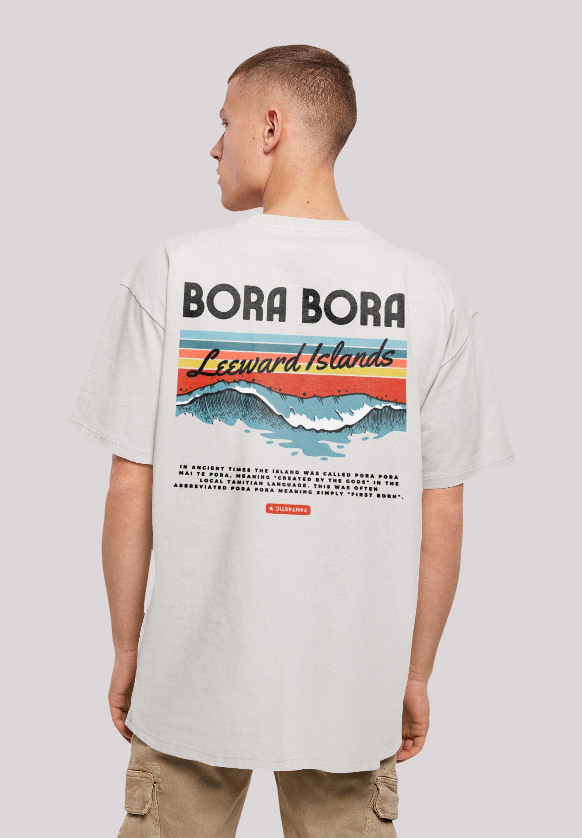 Bora Passform Print, F4NT4STIC Leewards überschnittene T-Shirt Island und Schultern Weite Bora