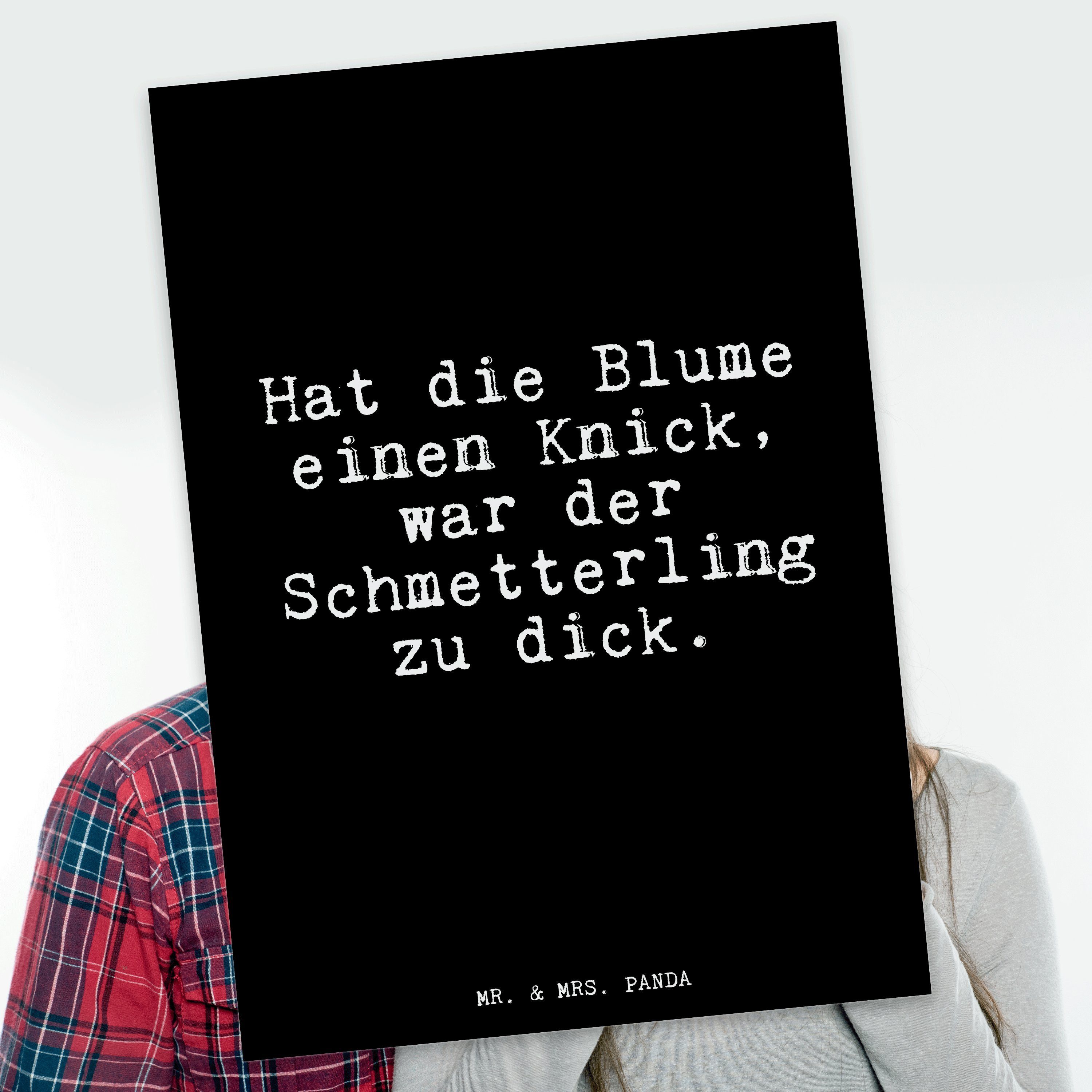 Mr. & Mrs. Panda Postkarte »Hat die Blume einen... Schwarz Geschenk