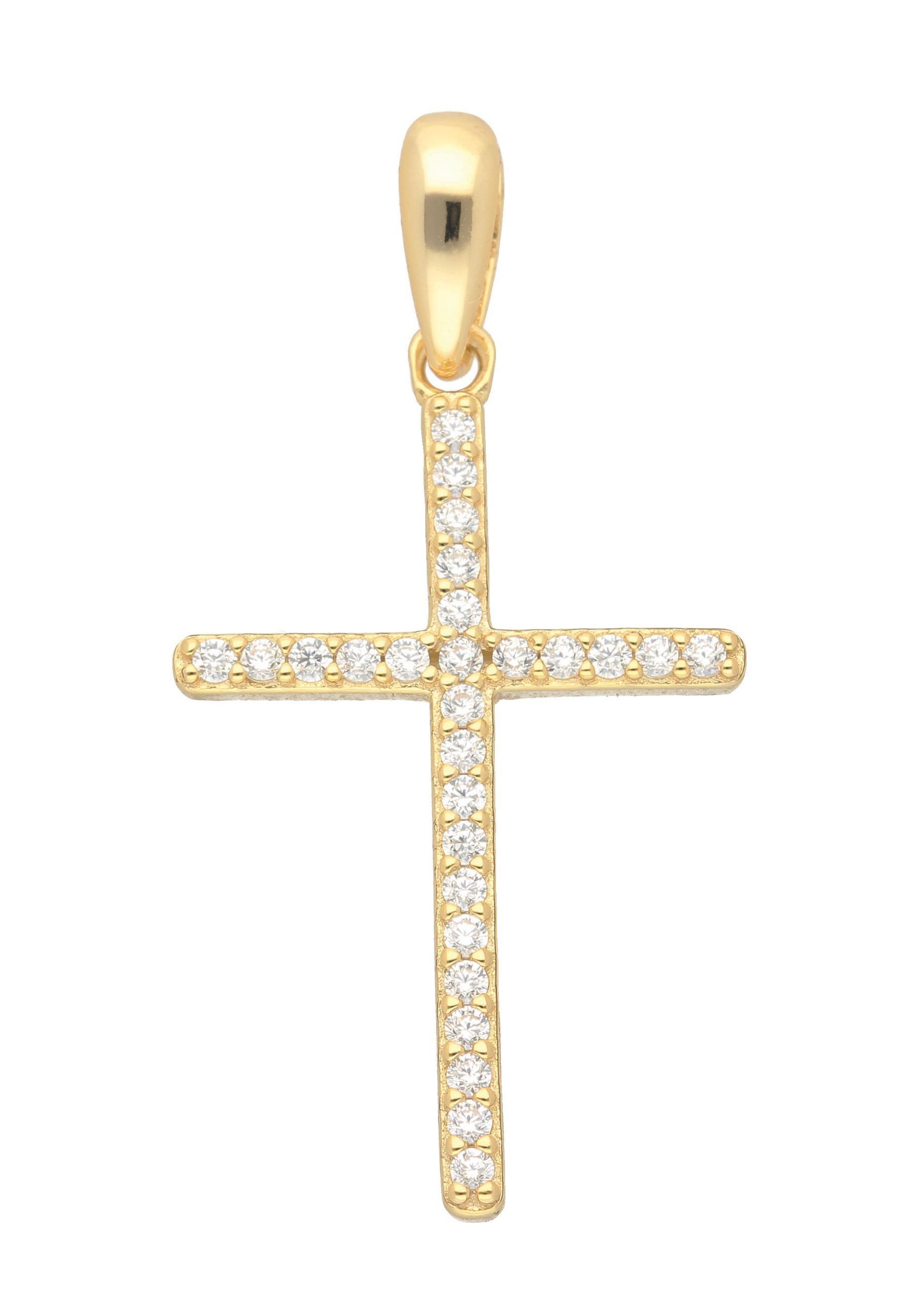 Kreuzanhänger Damen & Herren 925 Silber Kreuz Anhänger mit Zirkonia