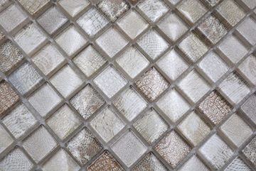 Mosani Mosaikfliesen Glasmosaik Crystal Mosaikfliesen beige glänzend / 10 Mosaikmatten