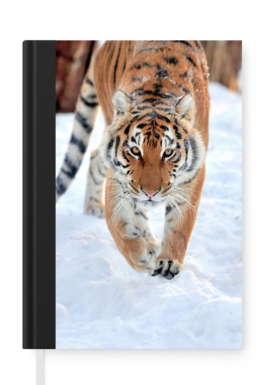 MuchoWow Notizbuch Tiger - Schnee - Tiere, Journal, Merkzettel, Tagebuch, Notizheft, A5, 98 Seiten, Haushaltsbuch