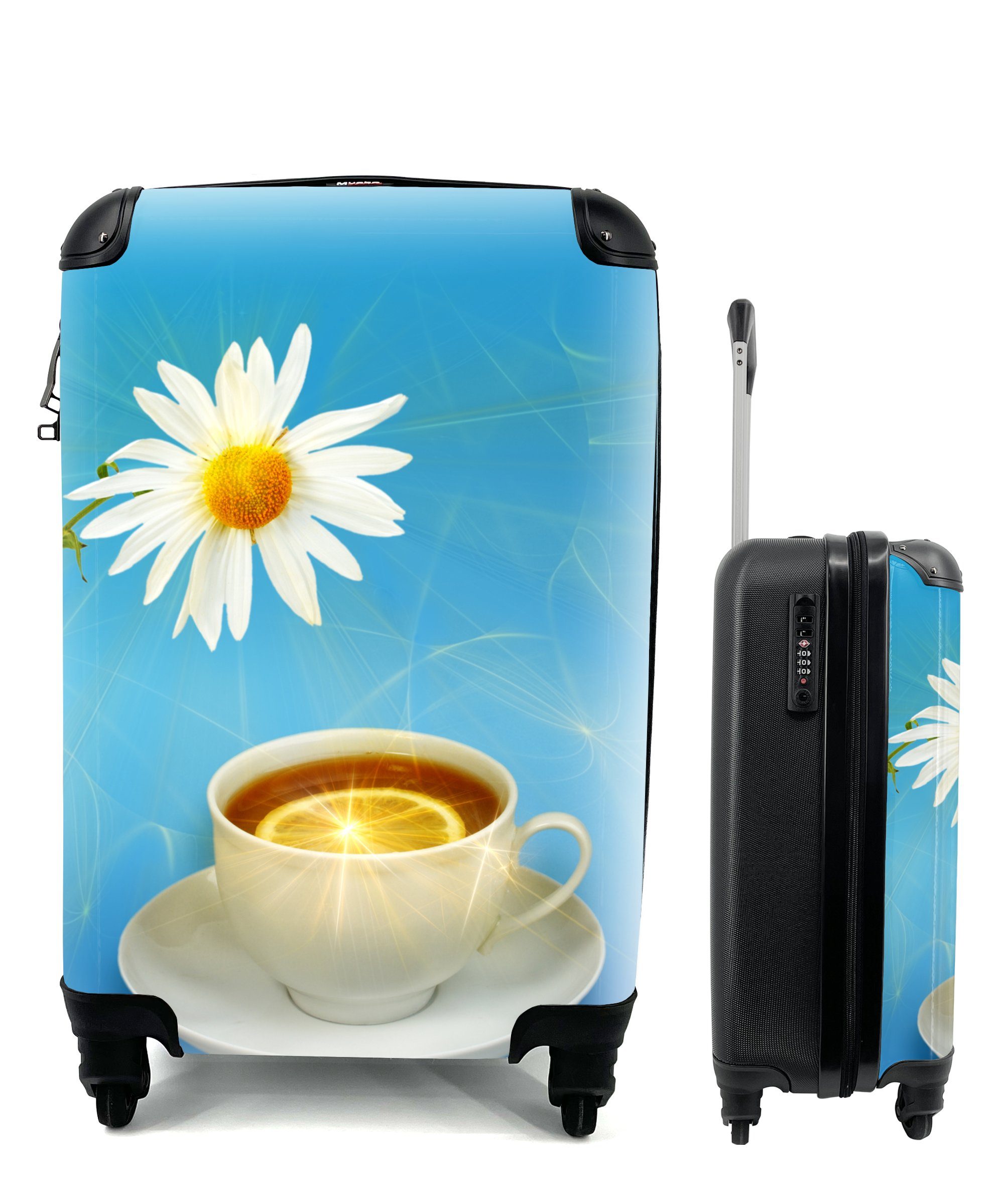 4 Reisetasche Trolley, Reisekoffer Zitronentee, Handgepäckkoffer mit MuchoWow Rollen, Handgepäck Ferien, rollen, für