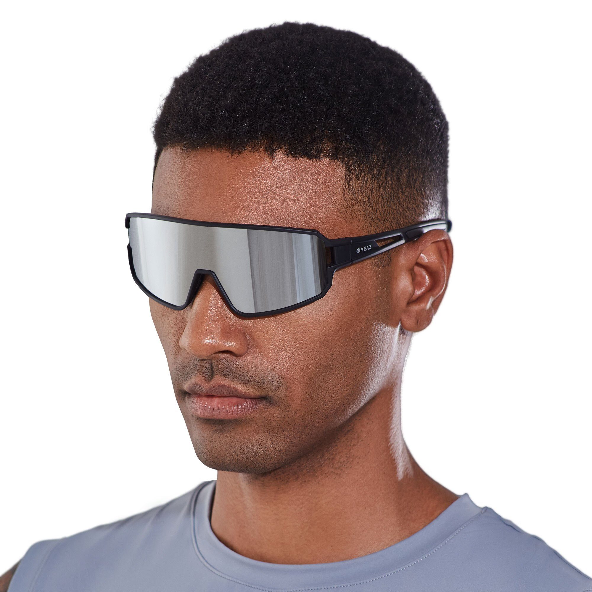 mirror, YEAZ Sportbrille Schutz sport-sonnenbrille SUNWAVE optimierter bei black/silver Sicht Guter