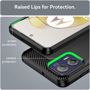 CoolGadget Handyhülle Carbon Handy Hülle für Motorola Moto G73 5G 6,5 Zoll, robuste Telefonhülle Case Schutzhülle für Motorola G73 5G Hülle