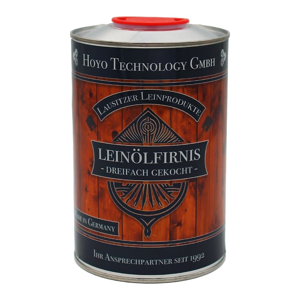 Hoyo Technology GmbH Leinölfirnis Leinölfirnis 1 Liter - Dreifach gekochtes Holzöl, Harzfrei, Harzfrei, Lebensmittelecht, 1,0 L, Schnelltrocknend