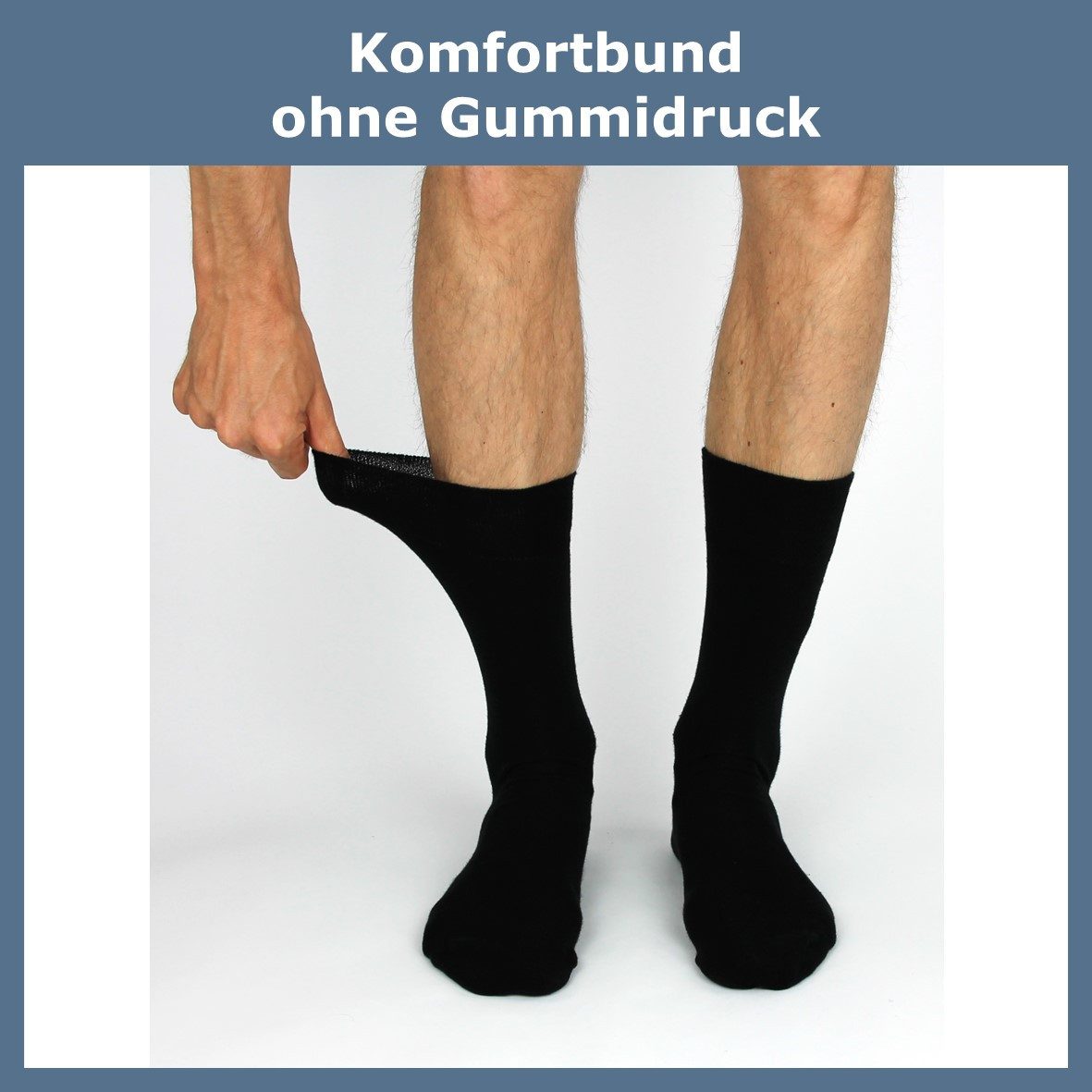 GAWILO Diabetikersocken für Herren, ohne Gummidruck, extra weiter Komfortbund, Business Socke (6 Paar) extra breiter Piquet - Strick am Bund