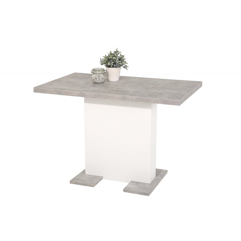 HELA Esstisch Esszimmertisch Küchentisch Säulentisch ausziehbar BRIT Weiß / Beton grau ca. 110 x 69 cm