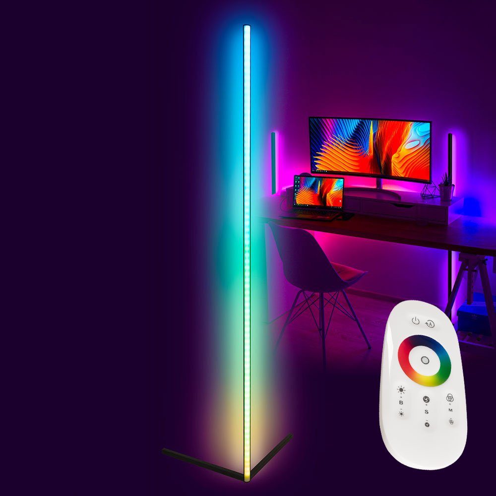 etc-shop LED Stehlampe, LED-Leuchtmittel fest verbaut, Kaltweiß, Warmweiß, Neutralweiß, Tageslichtweiß, Stehlampe Wohnzimmerleuchte Fernbedienung RGB LED dimmbar H 142 cm-