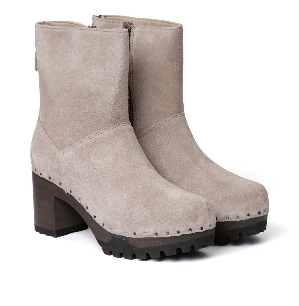 Softclox OLYMPIA Kaschmir taupe (dunkel), Winter, Holz, Clogs, Damen, bequem Stiefelette