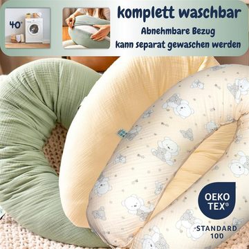 SEI Design Stillkissen Seitenschläferkissen XXL Babynest - Baby Erstausstattung Neugeborene, Kissen XXL 190x30 cm, Bezug 100% Baumwolle