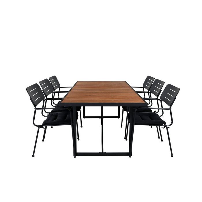 ebuy24 Garten-Essgruppe Khung Gartenset Tisch 100x200cm und 6 Stühle Nicke