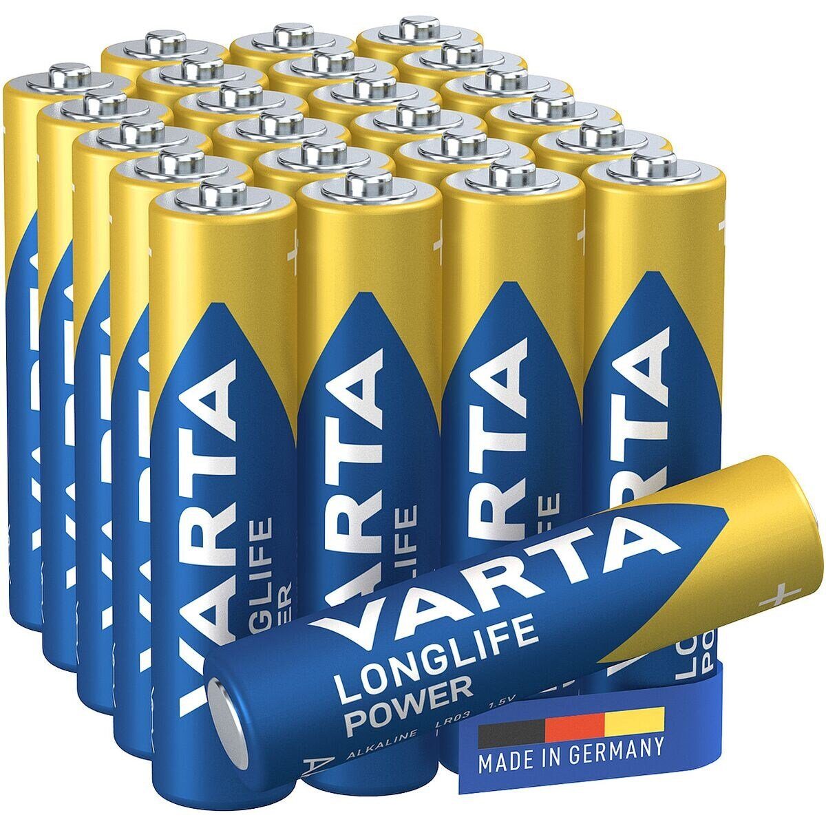 VARTA LONGLIFE Power Batterie, (1.5 V, 24 St), Micro / AAA / LR03, 1,5 V, Alkali-Mangan, mit langer Lebensdauer