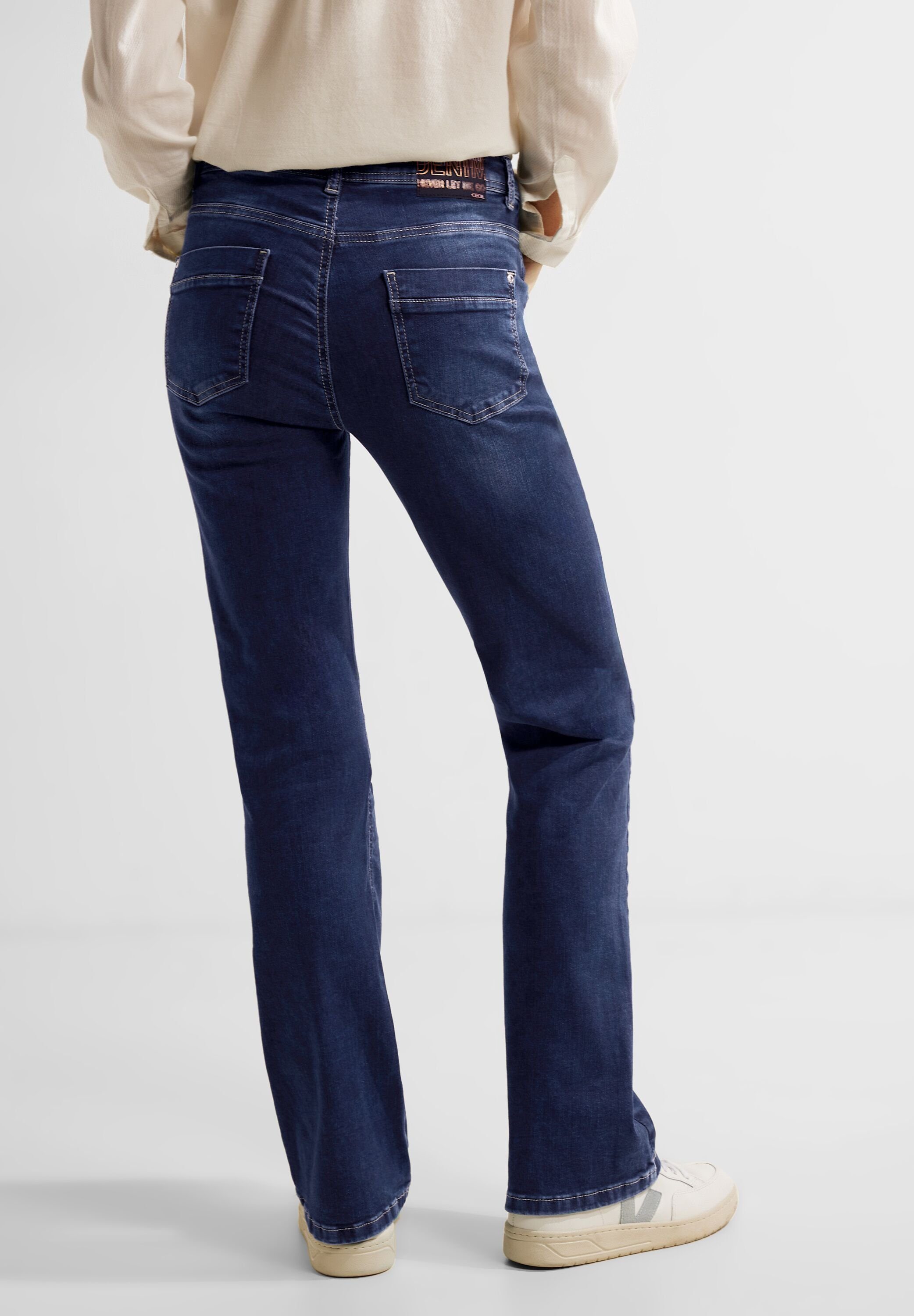 Cecil Slim-fit-Jeans Cecil Five Authentic Fit mit Slim Bootcut Blue (1-tlg) Jeans Pockets in
