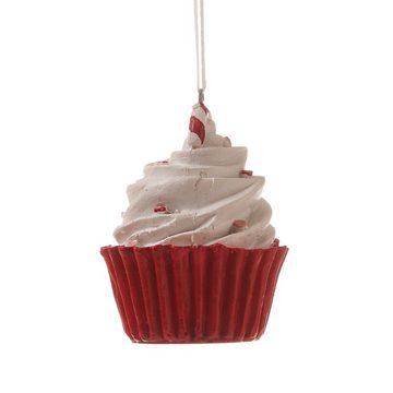 MARELIDA Christbaumschmuck Weihnachtsbaumschmuck Muffin Cupcake Törtchen Geschenk H: 8cm weiß