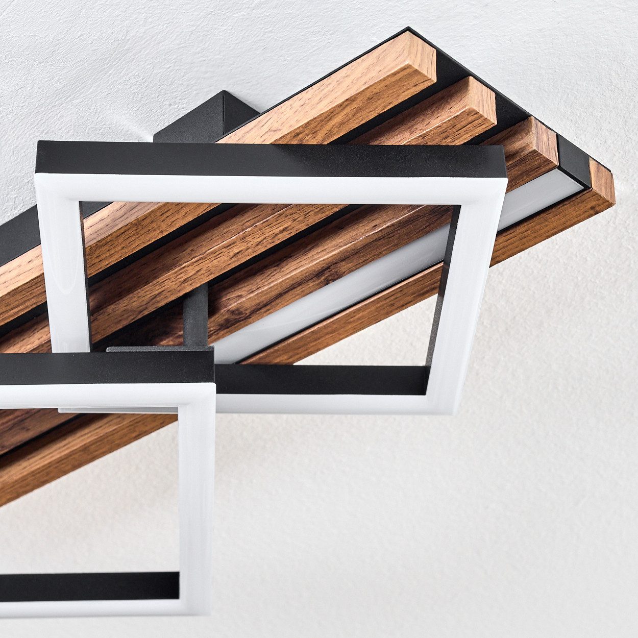 hofstein Deckenleuchte Deckenlampe aus Metall/MDF/Kunststoff in Schwarz/Holzoptik/Weiß, ohne Leuchtmittel, moderne Deckeneuchte mit Multi-Step-Funktion – Bild 3 von 5
