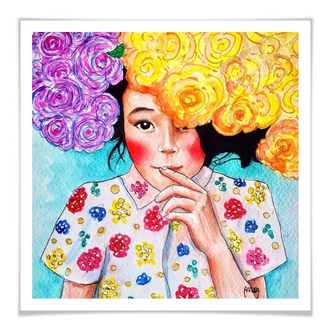 K&L Wall Art Poster Poster Hülya kraftvolles Gemälde Affirmationen sinnliches Carla, Wohnzimmer Wandbild modern