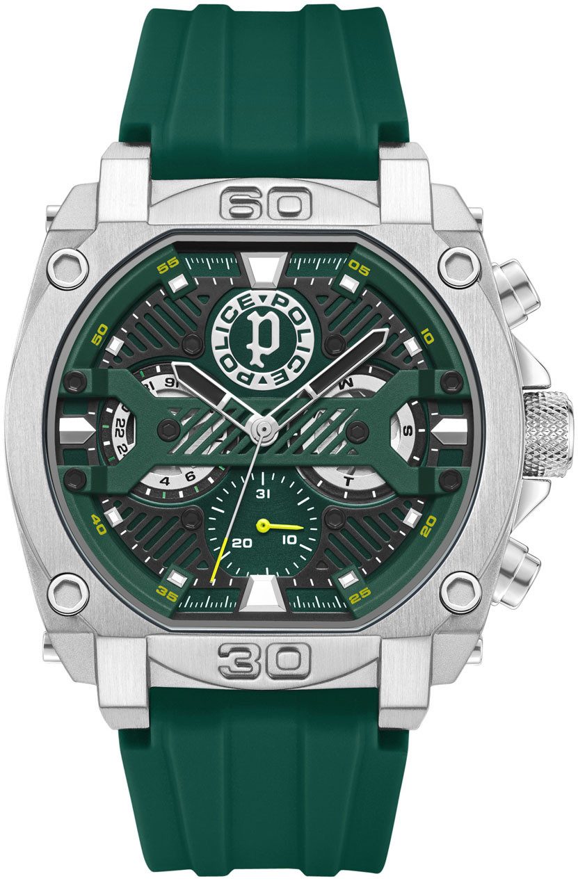 Police Multifunktionsuhr NORWOOD PEWGQ0040002, Quarzuhr, Armbanduhr, Herrenuhr, Silikonarmband, analog