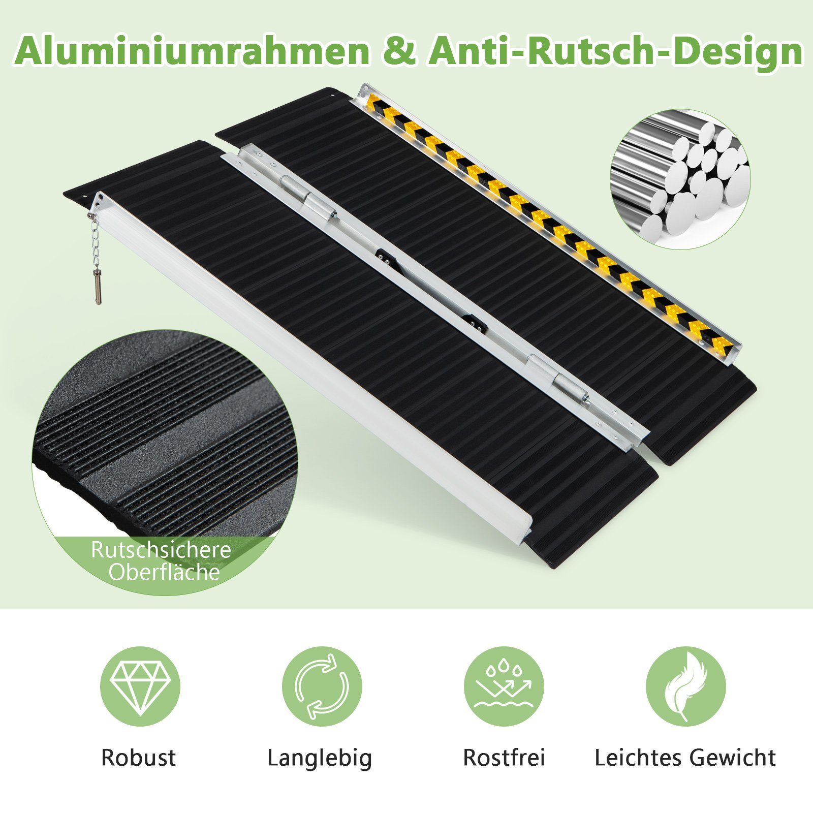 COSTWAY Auffahrrampe, Klapprampe mit Anti-Rutsch tragbar bis 272kg, 91x74cm