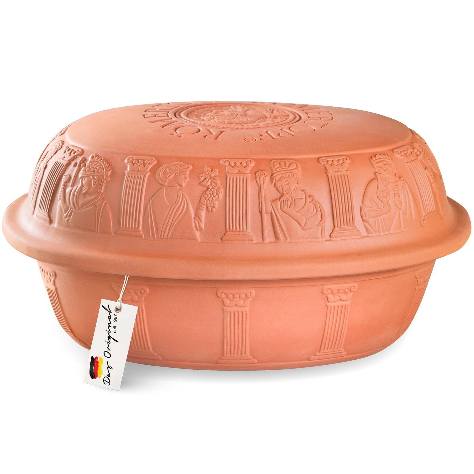 RÖMERTOPF Bräter Großer Bräter MAXI, für 8 Personen, Keramik (Set, Terracotta), antihaft