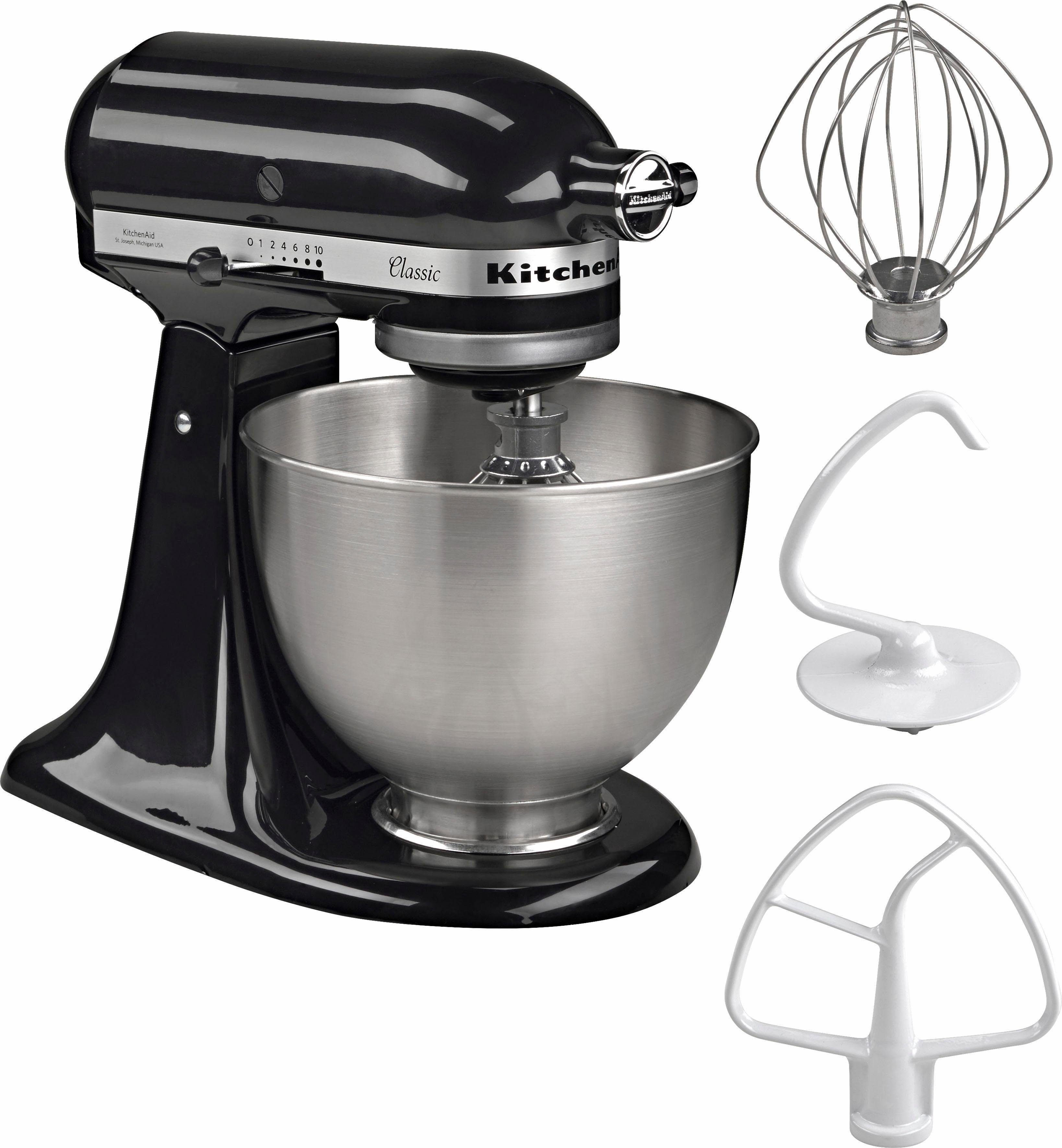KitchenAid Küchenmaschine 5K45SSEOB ONYX BLACK, 275 W, 4,3 l Schüssel, Gratis Fleischwolf/Spritzgebäckvorsatz (Wert ca. 129,-UVP)