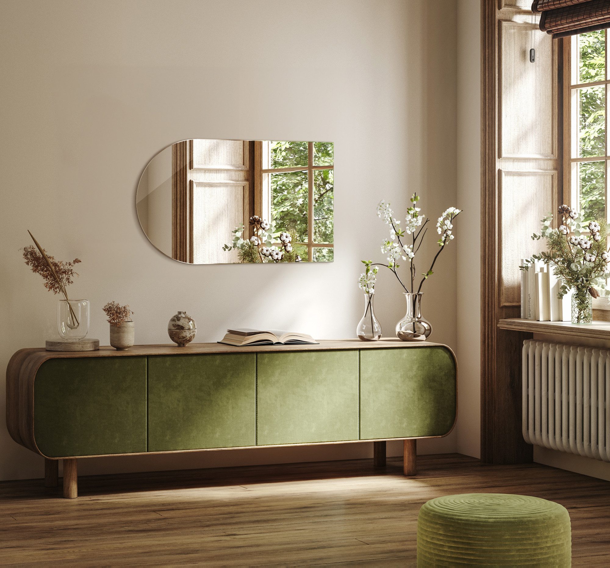 Tulup Dekospiegel Deko Spiegel Ovaler Wand Modern Glas Kosmetikspiegel Loft, Unregelmäßige Form