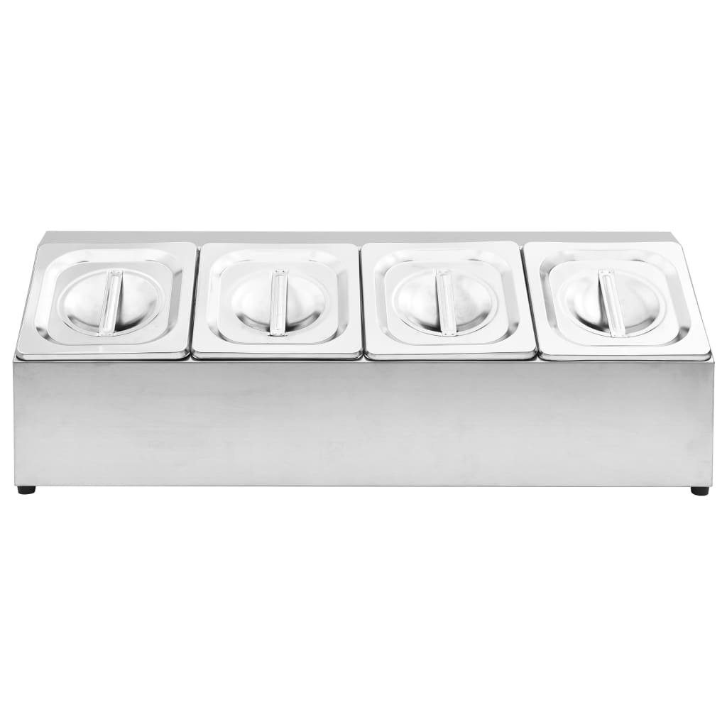vidaXL Küchenregal Gastronorm-Ständer mit 4 GN 1/6 Behältern Edelstahl