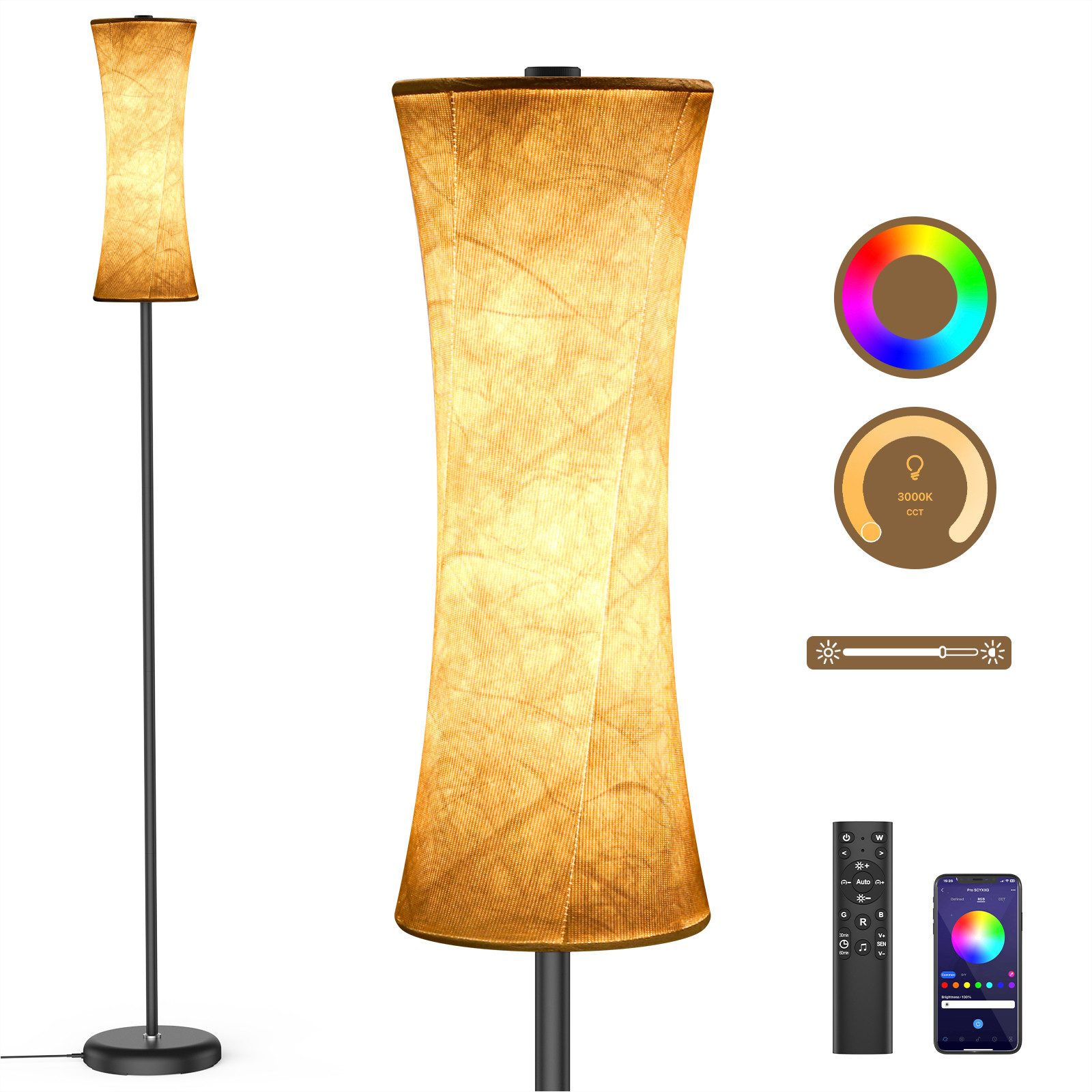 LED Stehlampe 12W LED Stehleuchte RGB Farbwechsel Smart mit Fernbedienung
