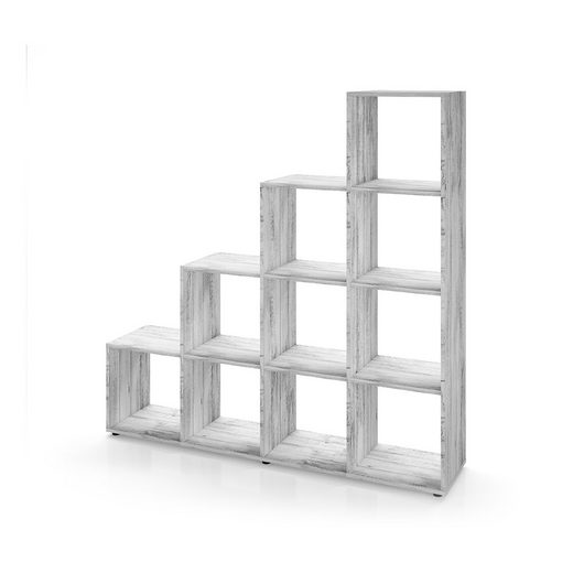 Vicco Stufenregal »Treppenregal 10 Fächer Grau Beton - Raumteiler Bücherregal«