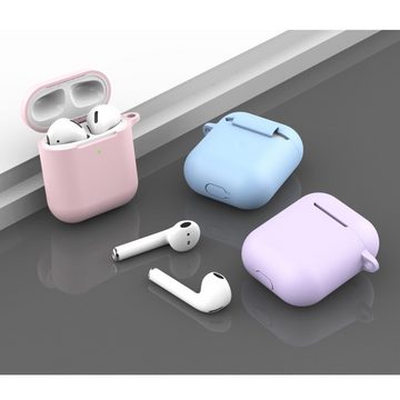 Lubgitsr Kopfhörer-Schutzhülle Kompatibel mit AirPods 2 & 1 Hülle,Hellrosa + Mitternachtsblau