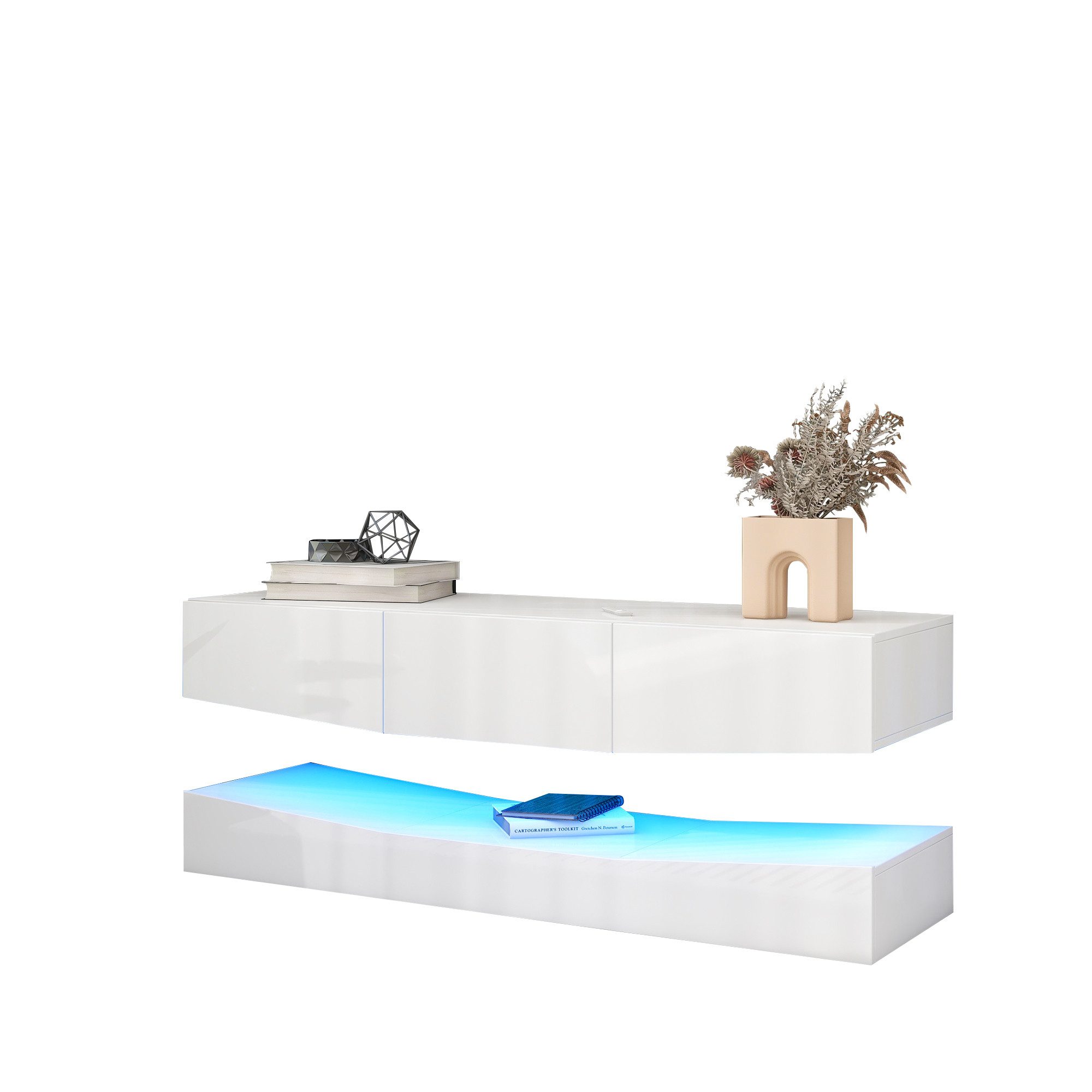MODFU TV-Schrank Lowboard (mit LED-Beleuchtung TV günstig online kaufen