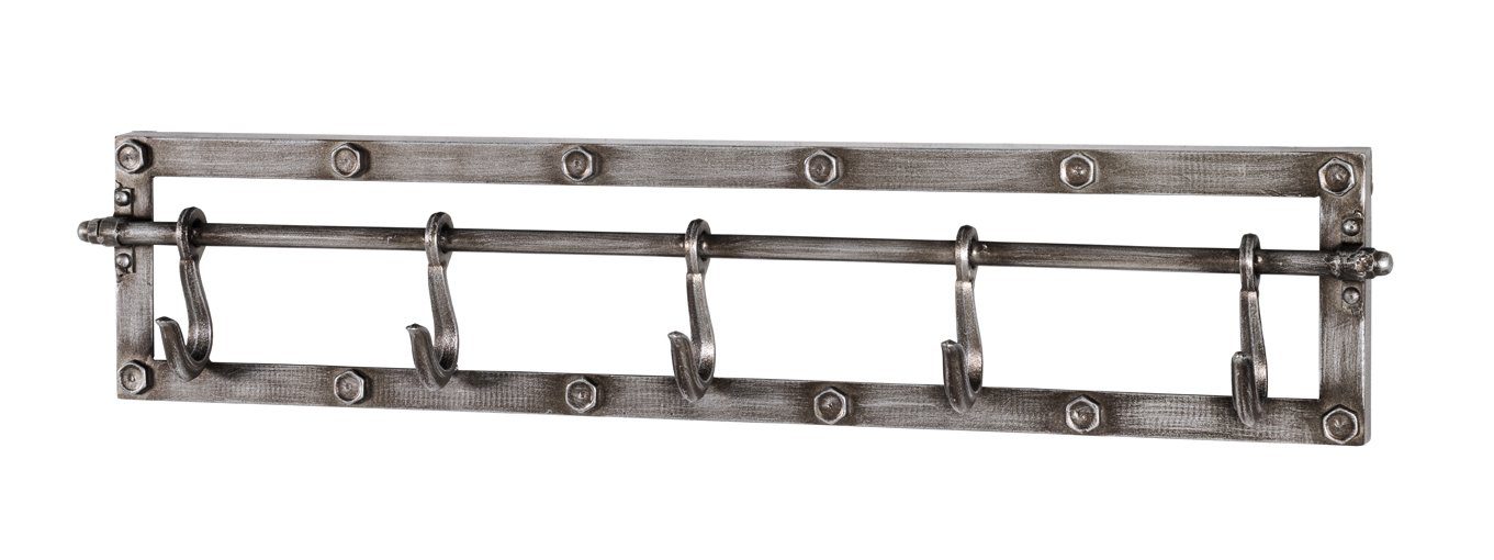 HAKU Wandgarderobe Garderobenleiste aus Metall in anthrazitfarben lackiert, mit 5 Haken