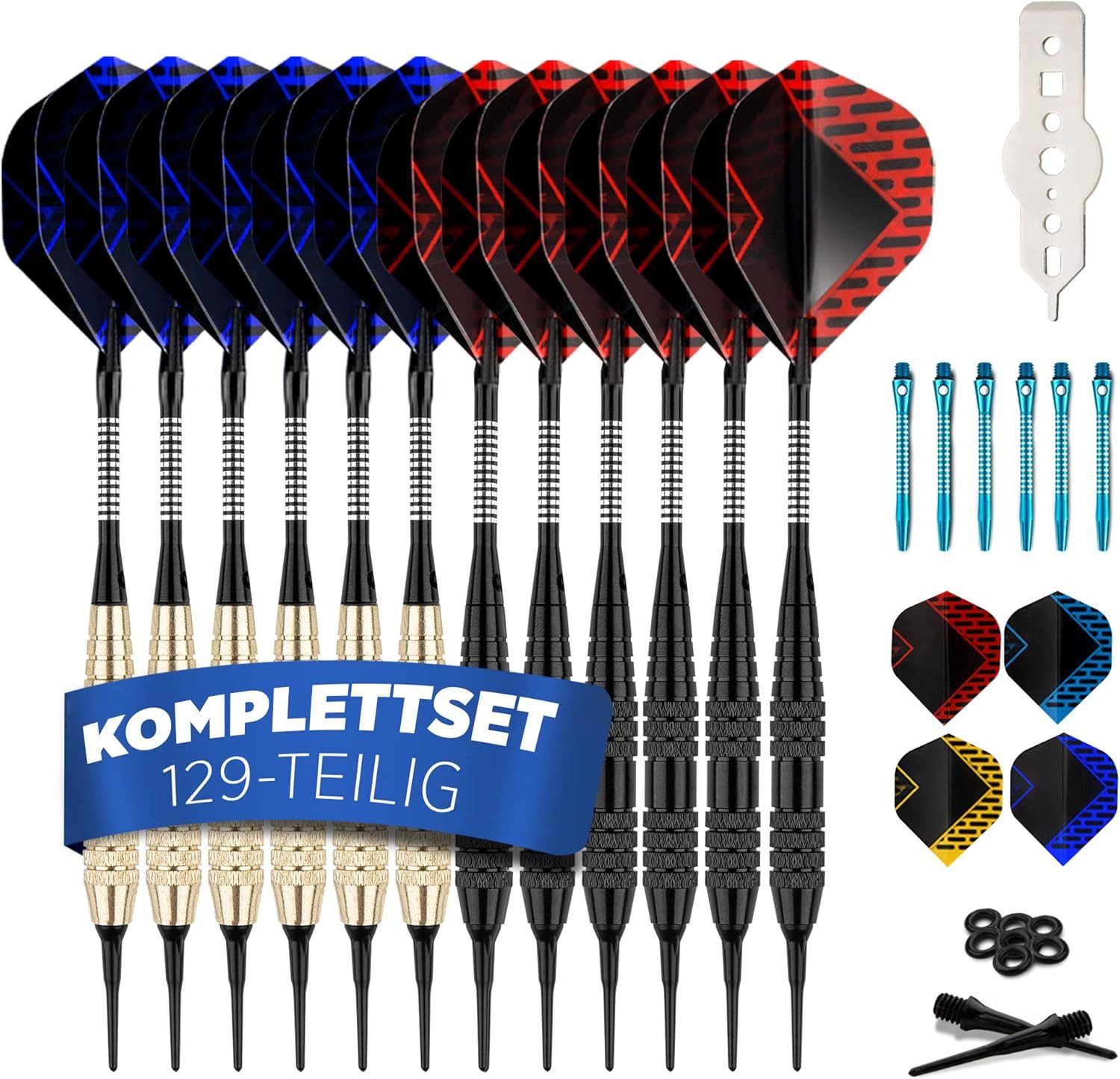 DartPro Dartscheibe elektronisch - 6 Softdarts - Profi Dartboard für bis zu 8 Spieler, 21 Spiele, 65 Вариантыn - LCD-Display - Batterie- & Netzbetrieb