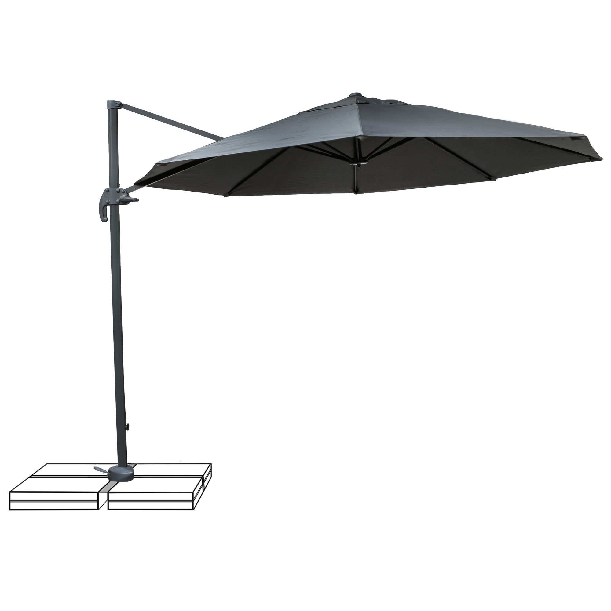 osoltus Ampelschirm osoltus Ampelschirm Sonnenschirm Pendelschirm rund 300 cm Anthrazit