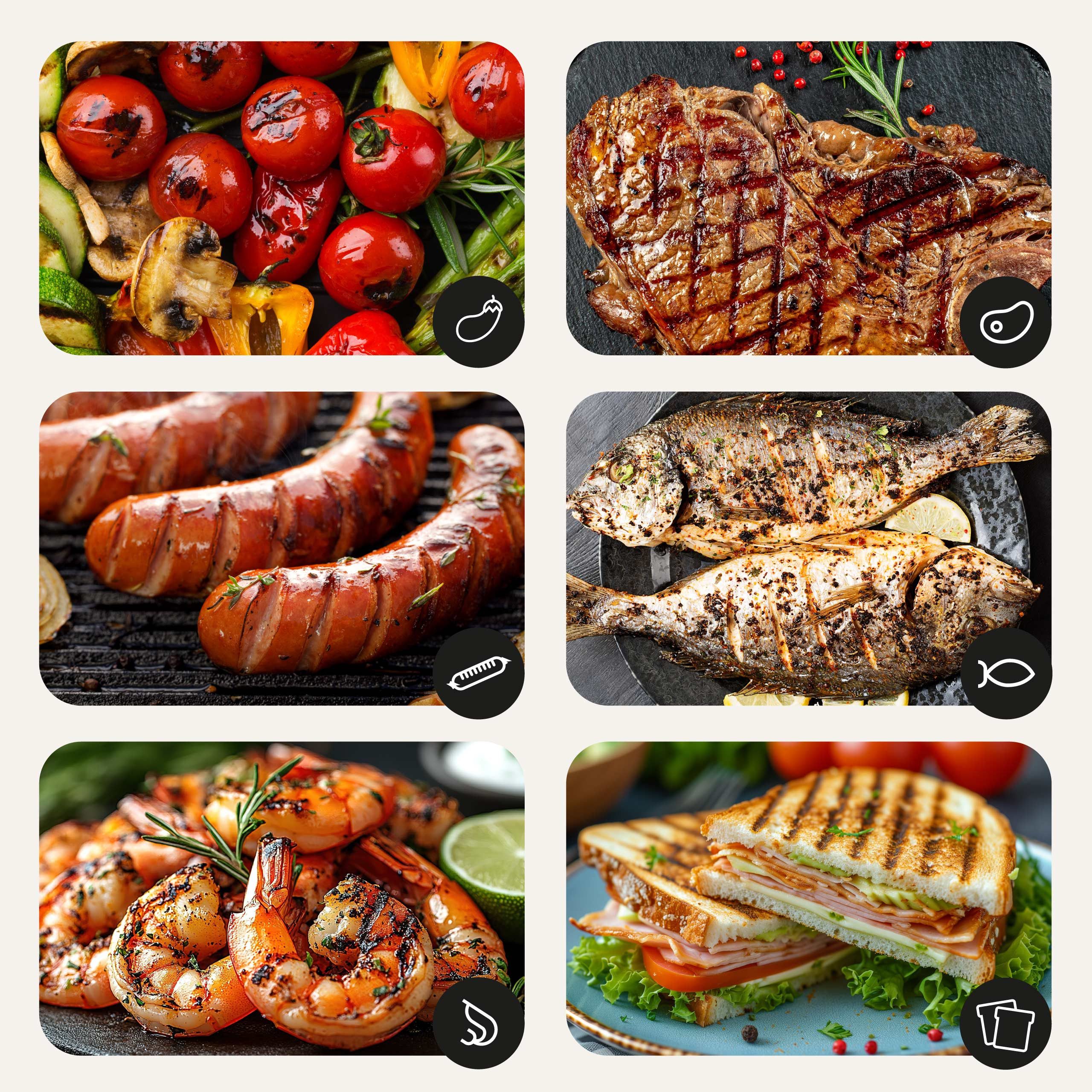 Zeegma Kontaktgrill GRILL MASTER, 2000 W, 2000 W/10 Programme/Nadelthermometer/180°/Timer