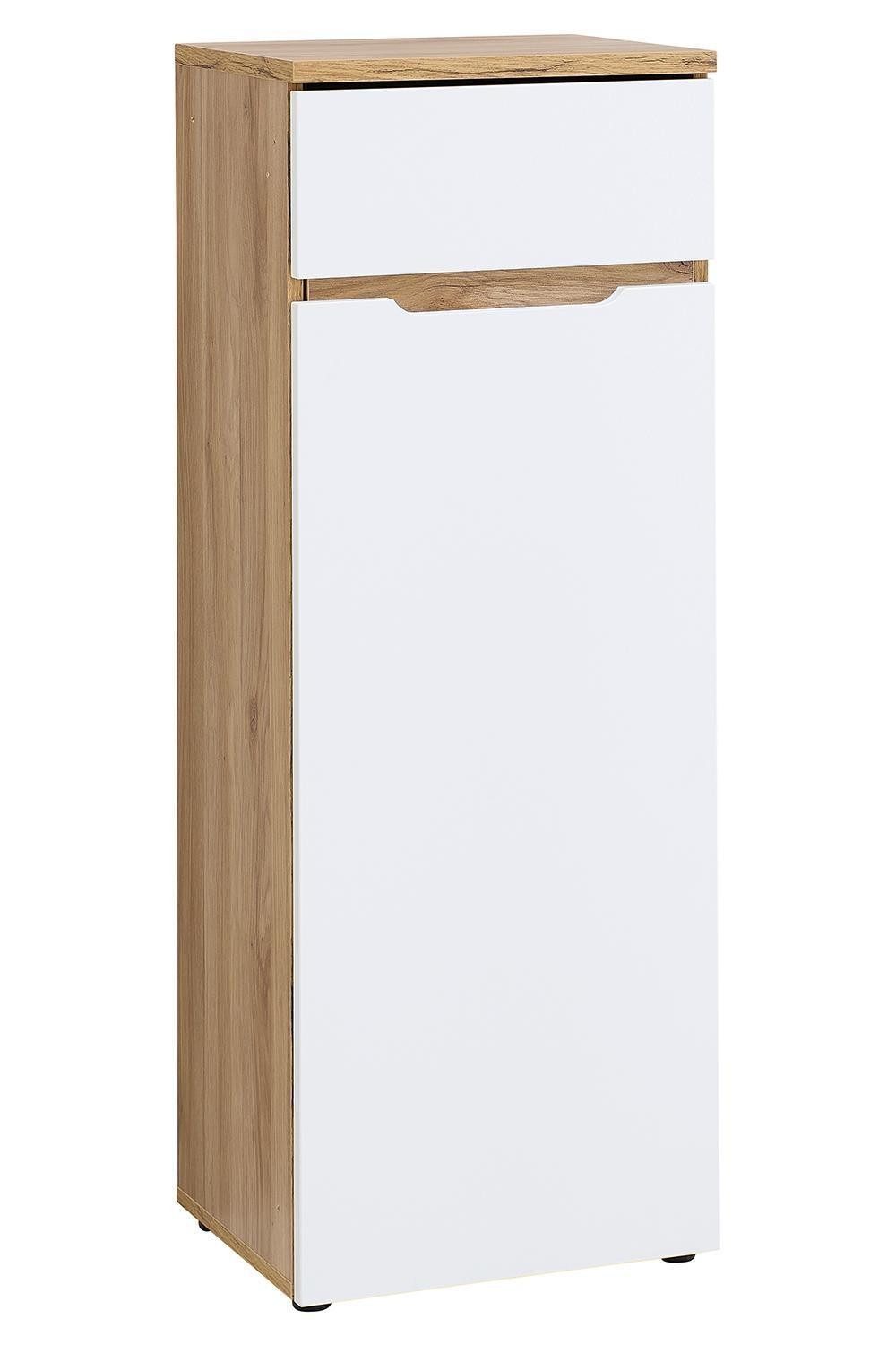 Vito Aktenschrank CLYDE, Mauvella Eiche Dekor, Weiß supermatt, 1 Tür, Soft-Close-Funktion, B 45 x H 122 x T 38 cm