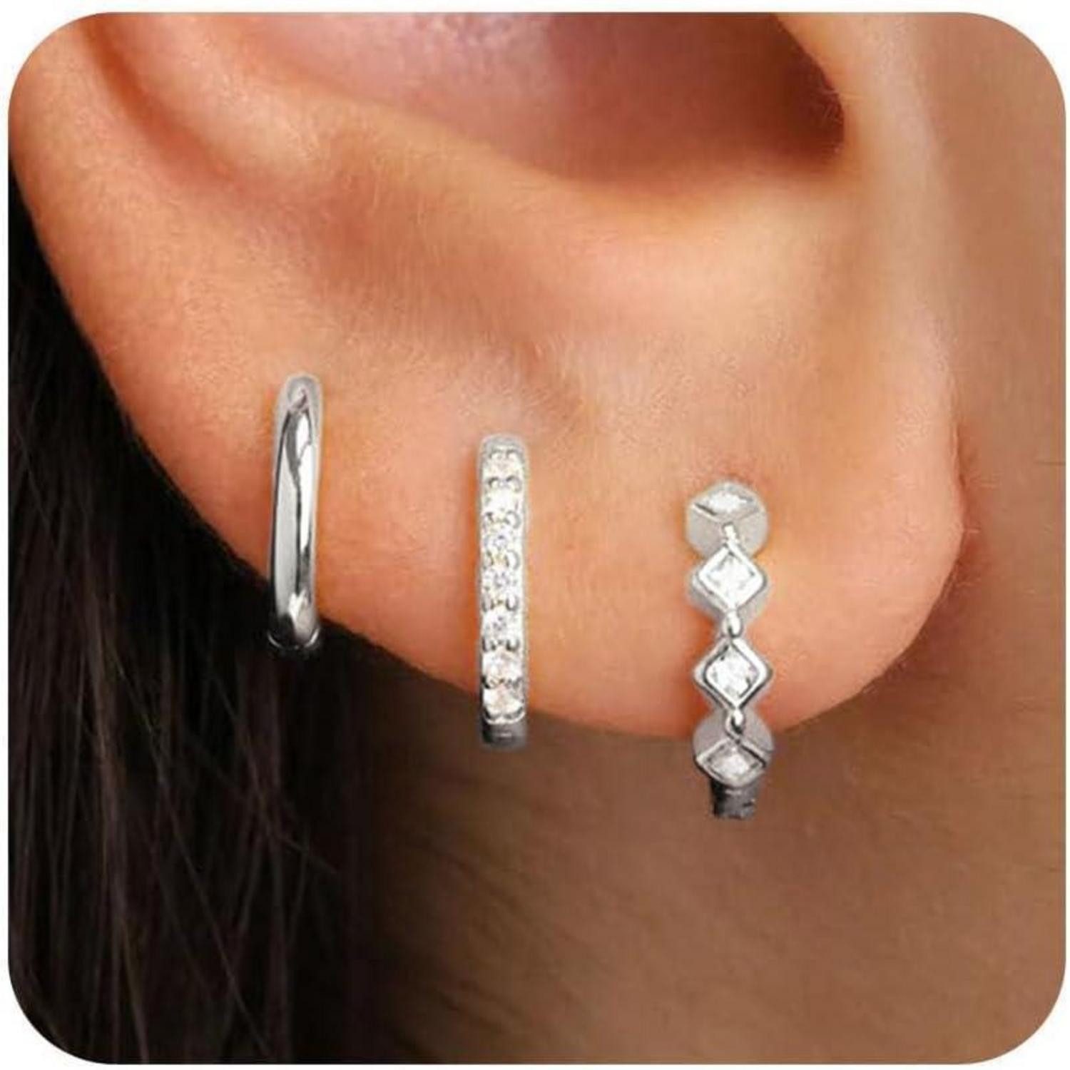 LuxusKollektion Schmuckset 3 Paar Creolen Silber günstig online kaufen