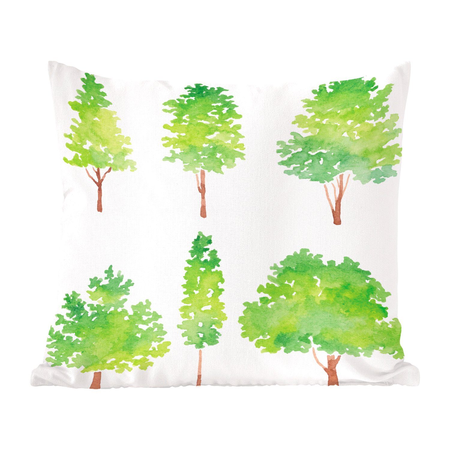 MuchoWow Dekokissen Aquarell - Baum, Zierkissen mit Füllung für Wohzimmer, Schlafzimmer, Deko, Sofakissen