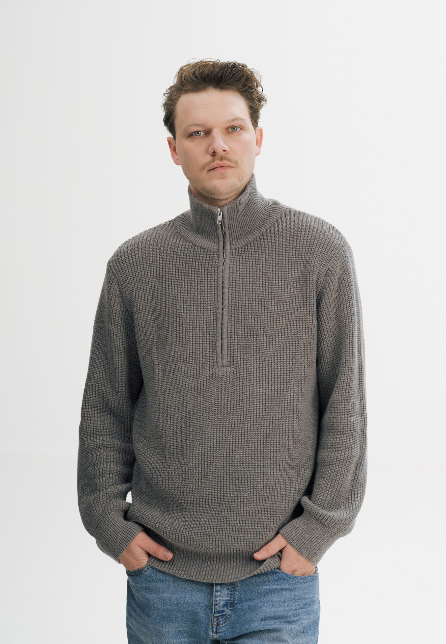 MELA Strickpullover Rippstrick Troyer Style UDAI Rippbündchen