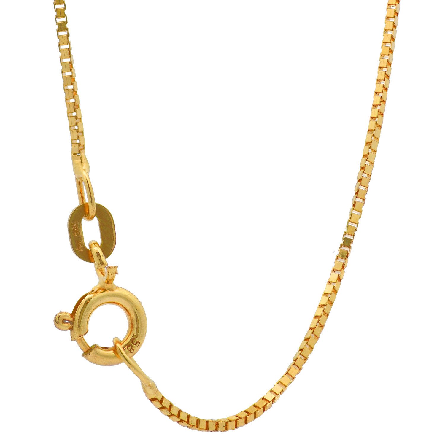 HOPLO Goldkette Goldkette Venezianerkette Halskette 1,0mm 60cm 585-14 Karat Gold, Made in Germany