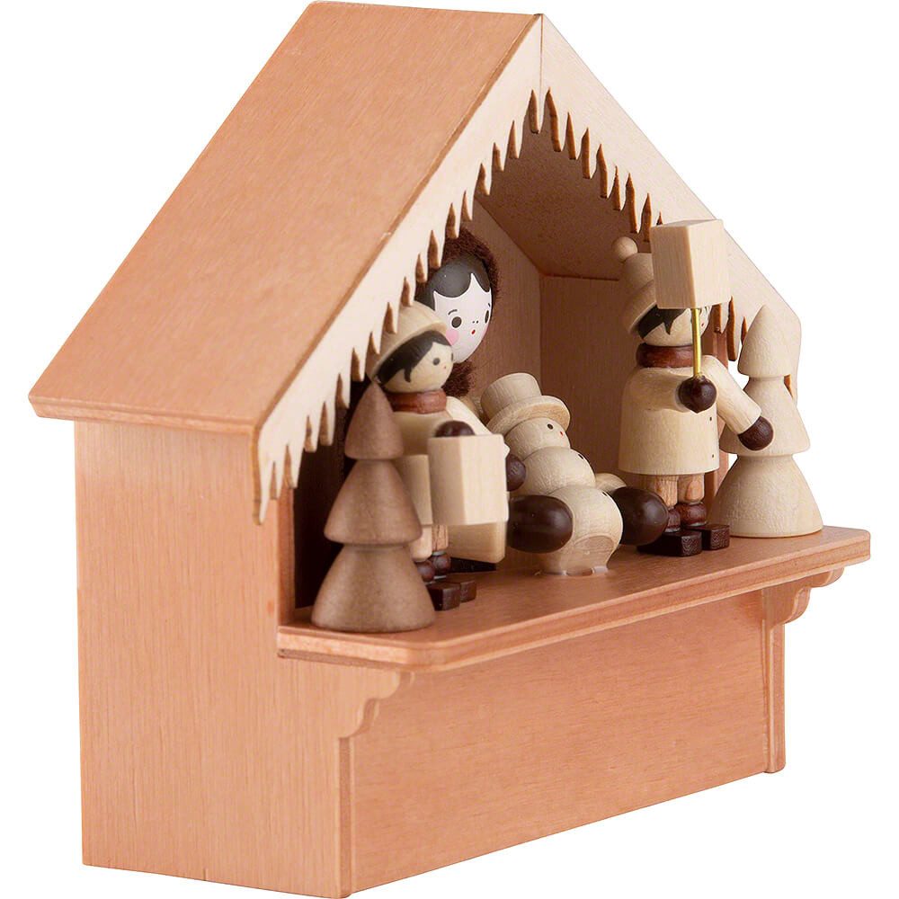 Volkskunstwerkstatt Romy Thiel Dekofigur Weihnachtsmarktbude Marktstand Laternenkinder mit Thiel-Figur (8cm) vo