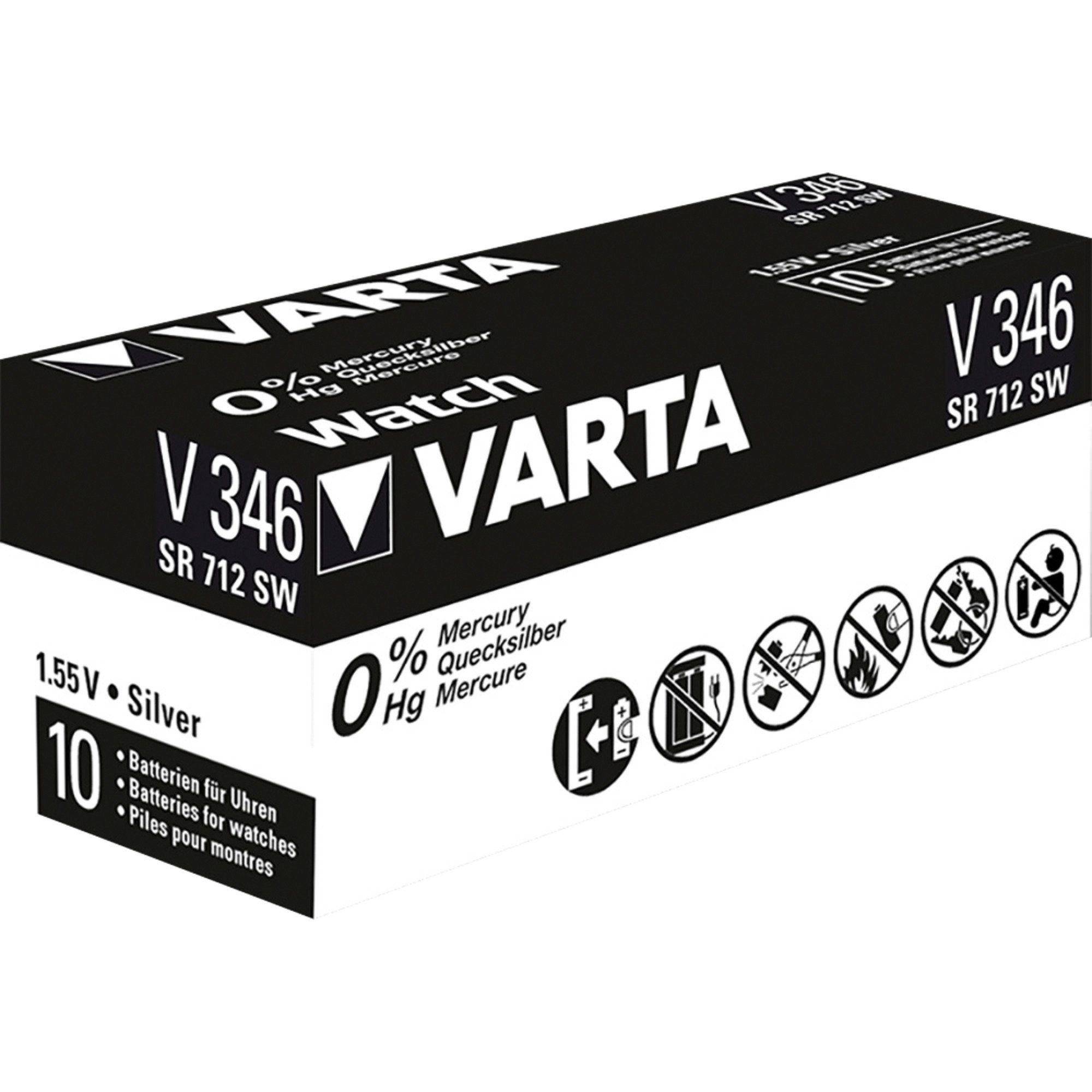VARTA Varta V346 SR712, Batterie, (10 Stück, V346) Batterie