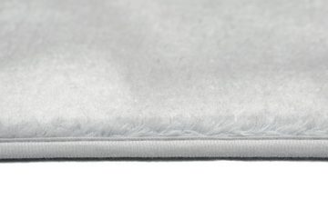 Teppich Badteppich WC Teppich Badematten Set 2 teilig waschbar rutschfest in grau, Teppich-Traum, rechteckig, Höhe: 18 mm