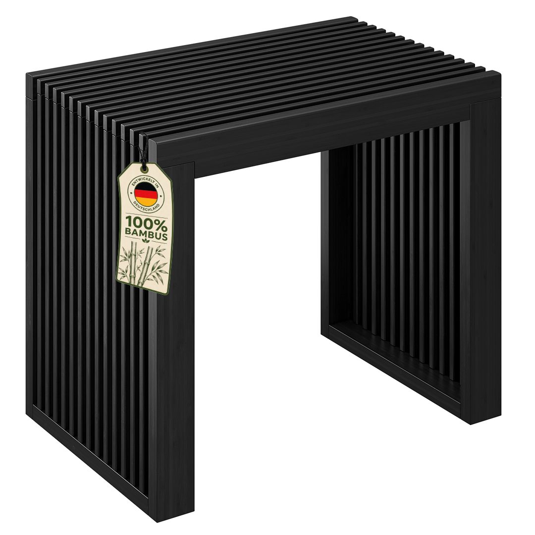 Bellamio Bank Sava aus Bambus (schwarz, bis 250 kg), für Schlafzimmer/Esszimmer/Flur, Sitzbank ohne Lehne 45x33x43 cm