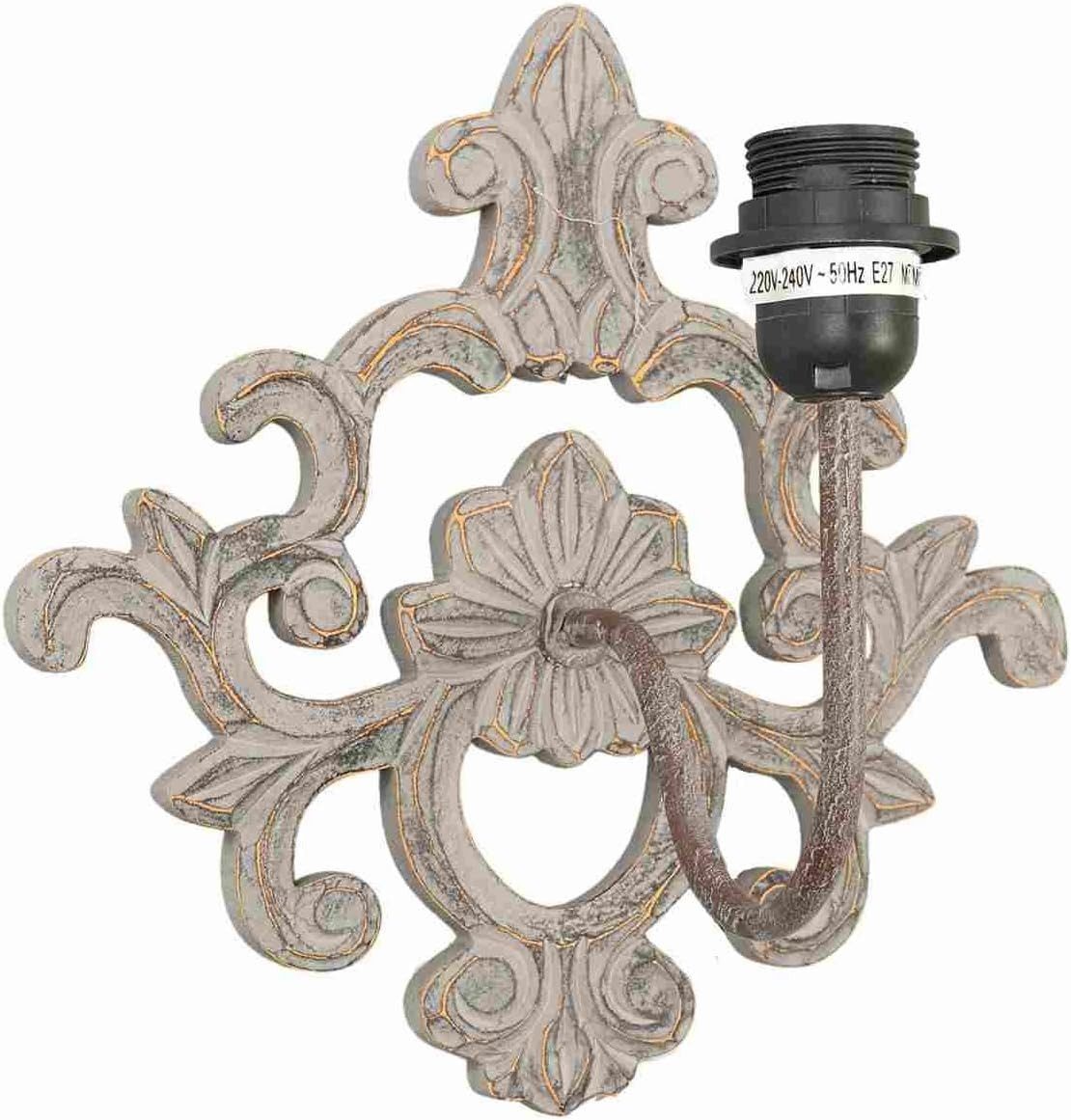 Clayre & Eef Wandleuchte Wandlampe Landhaus shabby chic grau, ohne Leuchtmittel, E27