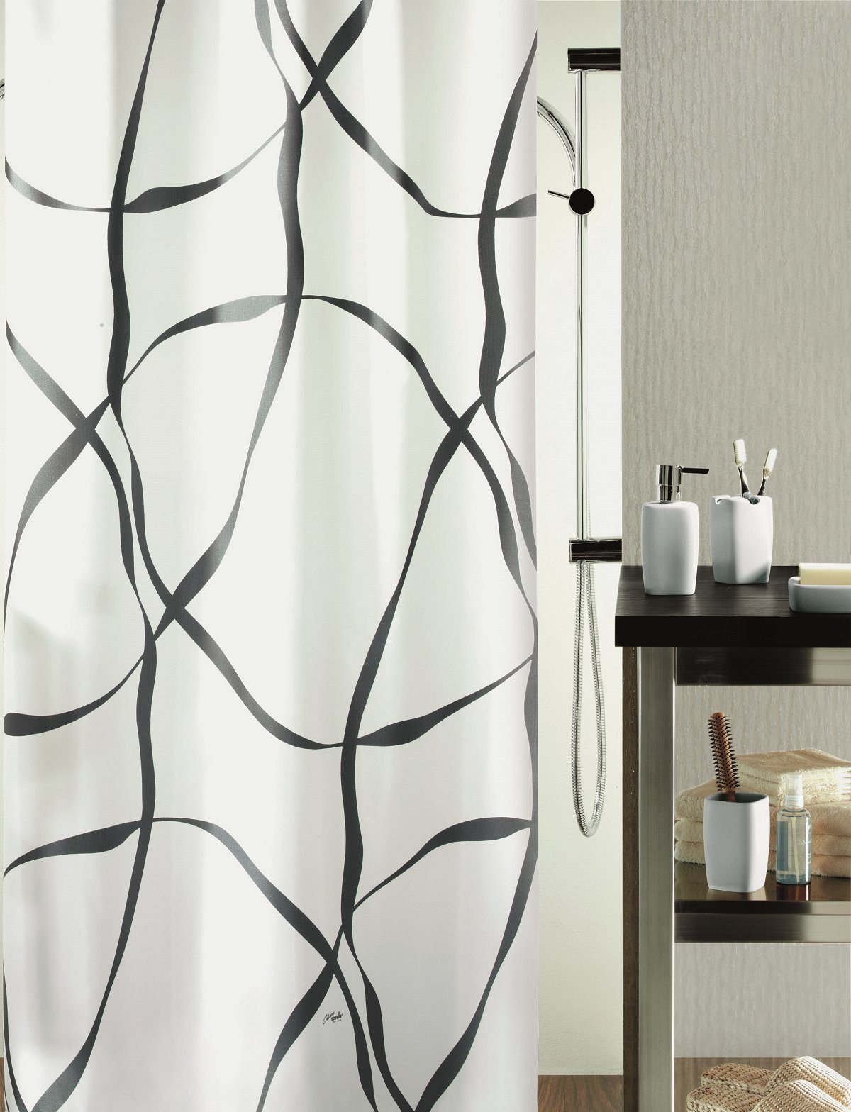 spirella Duschvorhang RIBBON Breite 120 cm, Textil-Duschvorhang, 100% Polye günstig online kaufen