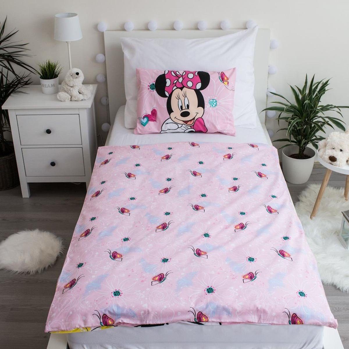 Disney Kinderbettwäsche Disney Minnie Maus Kinderbettwäsche 100 x 135 + 40 x 60 cm Baumwolle, Renforcé, 2 teilig, 100% Baumwolle