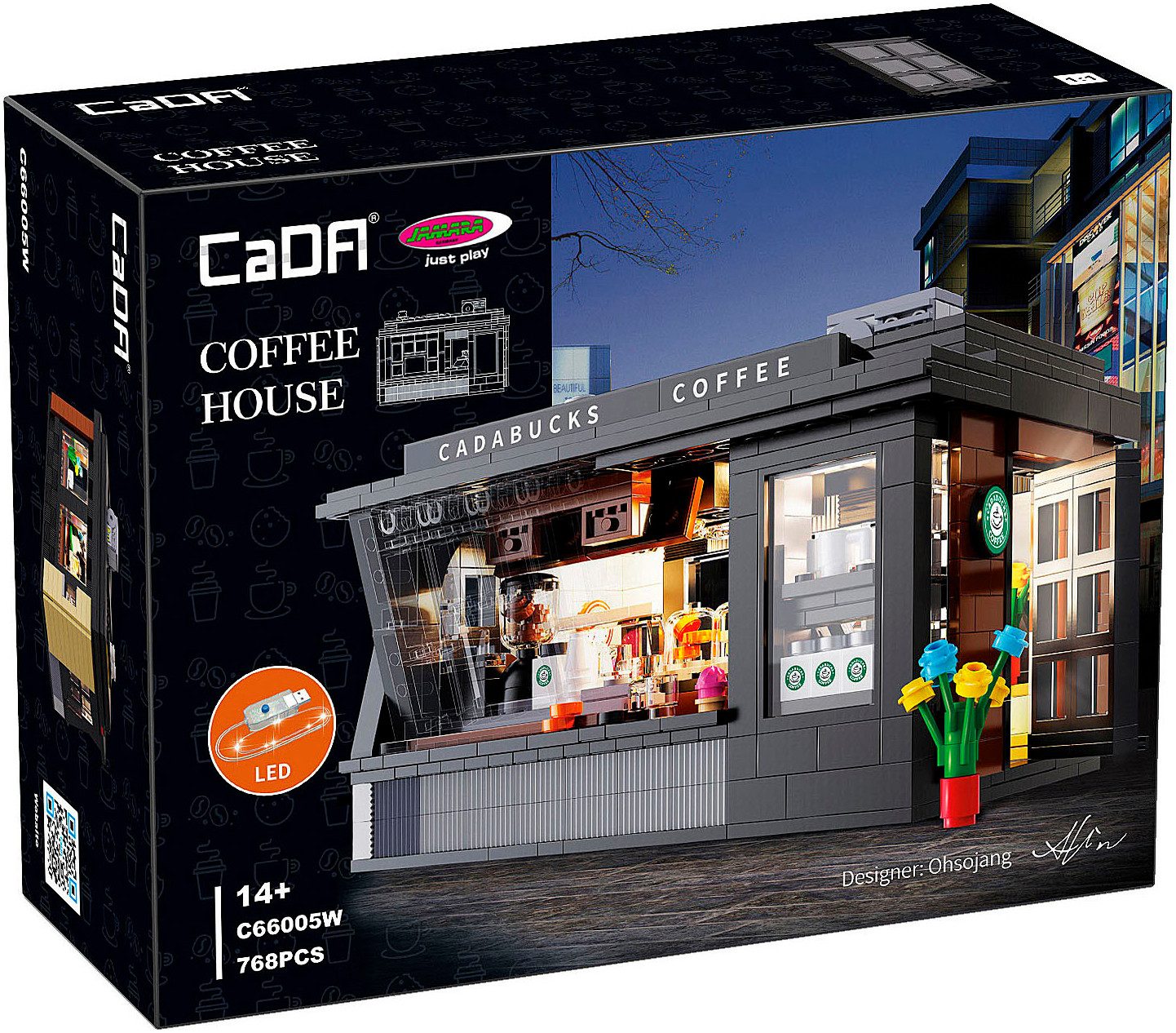 Jamara CaDA, Bricks, Coffee House (402884) Konstruktions-Spielset, (768 St), mit LED Licht