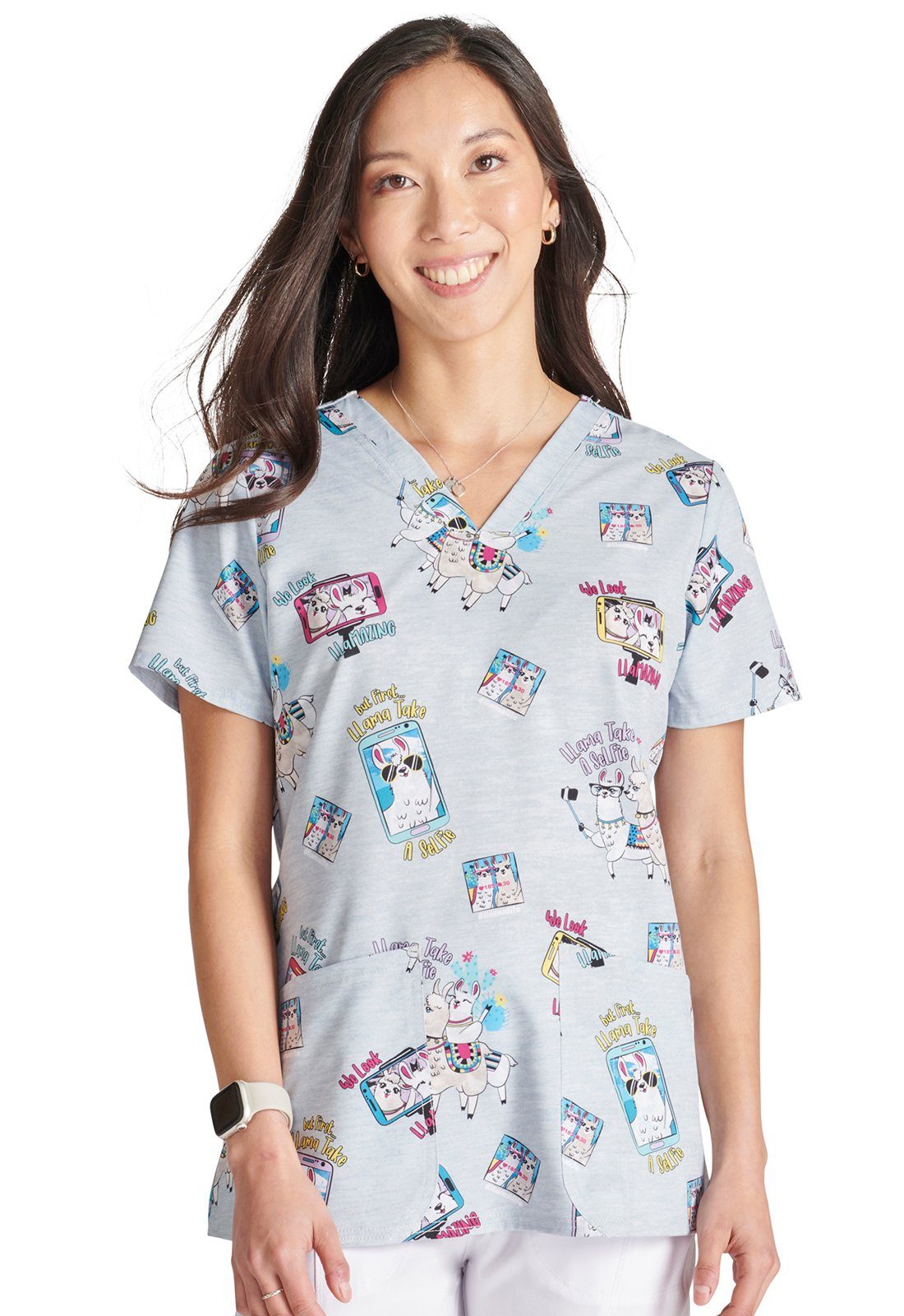 Cherokee Funktionsbluse Bunt bedruckter Damen Kasack "Llama take a selfie" Kasack mit Motiv