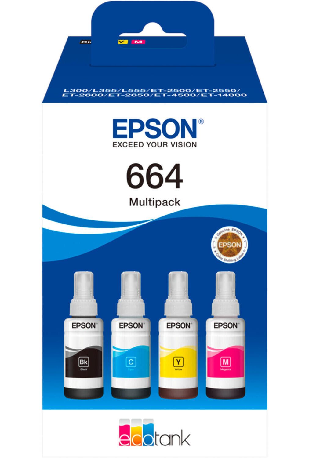 Epson Epson EcoTank 664 4er-Pack Schwarz, Gelb, Cyan, Ma Tintenpatrone